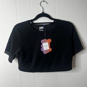 NWT Yitty black mesh midi crop top. Shaping bra built in. Small